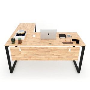 HBRT016-โต๊ะทำงานรูปตัวแอลสไตล์มินิมอลร่วมสมัย ขนาด 160x140 ซม. พร้อมขาเหล็กประกอบสำเร็จแบบ Rectang System สำหรับเฟอร์นิเจอร์สำนักงาน ทำจากไม้ - Product Image 1