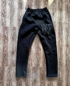 Nueva llegada Unisex 100% algodón 320GSM pulóver con capucha pantalones de chándal conjunto 3D Puff impresión sólido Flare inferior OEM hombres chándal trajes - Product Image 2