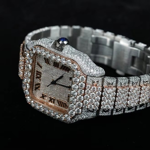 Reloj de diamantes de moissanita para todas las ocasiones, elegante, analógico romano, acero inoxidable de 22mm, cristal totalmente personalizado, recién llegado - Product Image 1