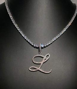 Pendentif en or blanc 14 carats, hip-hop, diamant de laboratoire glacé, poupée asiatique, lettre, pendentif, à porter pour les fêtes, certifié GIA, cadeau unisexe, vente en gros - Product Image 1