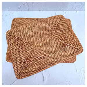 Top Design Rond Brodé Tapis Tissé Seagrass & Rotin Fleur & Feuilles Napperon En Gros Prêt à Expédier pour Prix Très Pas Cher - Product Image 6