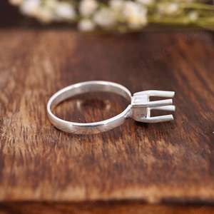 Superb Genuine 925 Sterling Silver 4 Prong Setting 4x8mm Forma ovalada Semi-Mount Anillo de ajuste en blanco para mujeres Joyería de recuerdo - Product Image 6