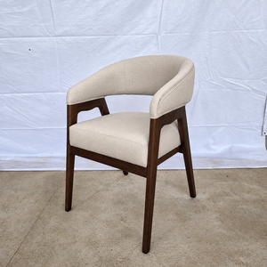 Chaise de salle à manger rembourrée moderne avec pieds en bois, fauteuil d'appoint beige pour salle à manger, hôtel, restaurant - Product Image 1