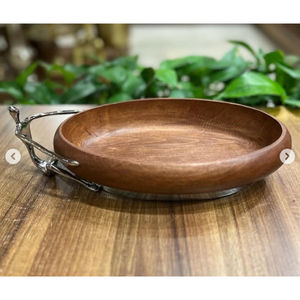 Tazón para servir ensalada de calidad superior ecológico, figuras humanas de Metal plateado de madera modernas únicas para uso en fiestas de boda en casa - Product Image 4
