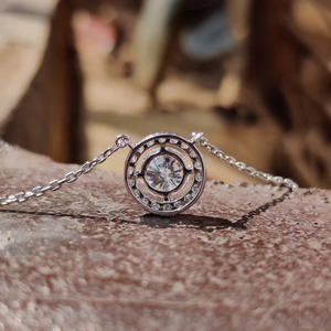 รอบตัดLab Grownเพชรสร้อยคอHalo Bridle Labเพชรสร้อยคอ1.20 Ctwรอบเงินสเตอร์ลิงสร้อยคอทําด้วยมือ18"โซ่ - Product Image 2