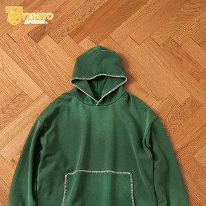 Usine de qualité Logo personnalisé imprimé à capuche poids lourd 100% coton lavage à l'acide conception hiver hommes sweats à capuche tricotés - Product Image 5