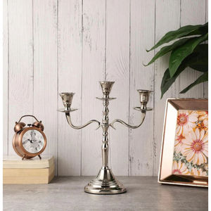 En Métal Argent 3 Bras Candélabre Maison Table Décor Bougeoir Pour Noël Autre Décor De Fête Bougeoir - Product Image 5