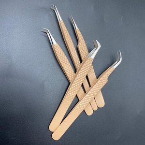 แหนบปลายขนตาปลอมสีน้ำตาลนู้ดตัวยืดขนตาทำจากสเตนเลสสตีลมีเพชรออกแบบโลโก้ได้ตามต้องการ - Product Image 5