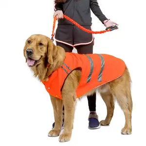 Wholesale Reflective Night Safety Padded Puppy Vest With Pockets Fluorescent HI visibility Dog Vest Orange Pet Waterproof Coat