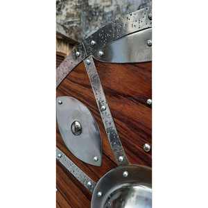 Escudo Náutico Redondo Vikingo, Estilo Guerrero Marítimo Medieval, Madera y Acero Dulce, 24 Pulgadas, para Recreación Histórica - Product Image 4