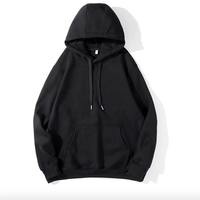 Sweat-shirt à capuche noir pour homme, pull-over uni, décontracté, manches longues, poche kangourou, Trackstar, OEM, marque privée