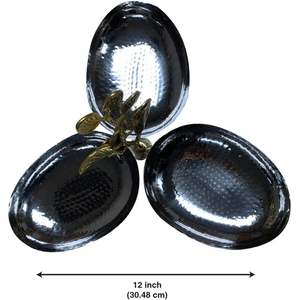 Juego de Tazones Metálicos de Tres Piezas con Acabado Antiguo para Restaurante y Hotel, Juego de Tazones para Servir con Acabado Plateado y Dorado - Product Image 2