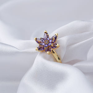 <b>Amethyst</b> CZ Stone Flower Design Wholesale 925 Sterling Silver Jewelry Adjustable Cluster <b>Ring</b> Jewellery - Product Image 4