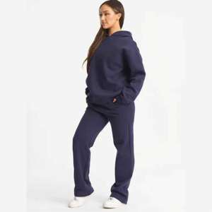 Sweat à capuche vierge survêtements pour femmes épaule tombante 2 pièces ensemble surdimensionné respirant séchage rapide survêtement en éponge française pour femmes - Product Image 1