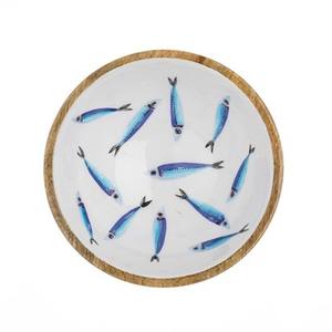 Cuenco de servicio grande de madera de mango mosaico indio hecho a mano - Product Image 6