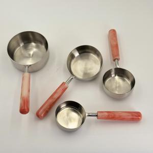 Hot Sale Resin Handle Scald Proof Stainless Eco-Friendly <b>Measuring</b> <b>Cups</b> Spoons Set 4 Pieces Giveaways Kitchen <b>Baking</b> - Product Image 1