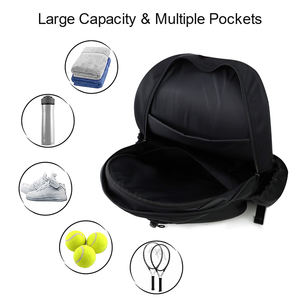 Grand sac de padel pickleball en nylon noir personnalisé pour sports de plein air sac à dos pour <span class=keywords><strong>raquette</strong></span> de tennis avec compartiment à chaussures - Product Image 5
