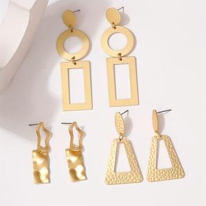 Trois cerceaux Non ternir Unique bobine crochet boucles d'oreilles 18K plaqué or laiton boucle d'oreille en acier inoxydable luxe déclaration changement par HF CRAFTS - Product Image 2