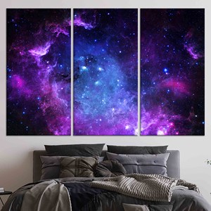 Impression sur toile Galaxie étoilée : superbe œuvre d'art paysagère pour la décoration de la maison, lot de 3 toiles - Product Image 1