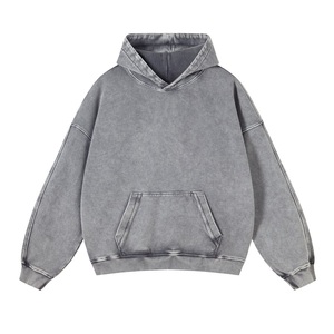Sudadera con Capucha Extra Grande Personalizada para Hombre, Estilo Desgastado, Lavada al Ácido, 100% Algodón, Felpa, Diseño Sólido, Ropa Urbana, Invierno - Product Image 3