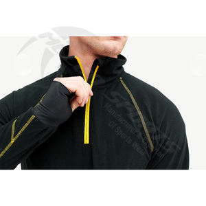 Jersey con cremallera de 100% cuartos de manga larga transpirable de algodón 1/4 de rendimiento personalizado para hombre, Top con cremallera para deportes y gimnasio al por mayor - Product Image 2