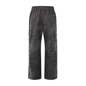 Pantalon de travail décontracté à quantité minimale de commande basse pour hommes en coton avec strass Pantalon taille haute et droit pour l'extérieur Pantalon avec strass pour hommes - Product Image 2