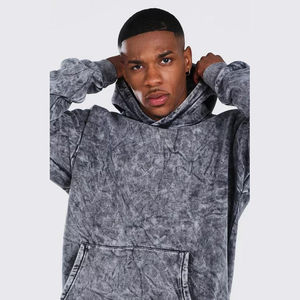 Sweat à capuche pour homme en coton lourd personnalisé 400 g/m² Pull d'hiver vintage lavé brodé Boxy Fit Impression numérique sans ficelle Taille 6XL - Product Image 1