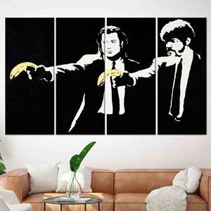 Obra de arte auténtica en lienzo con estampado Pulp de Banksy: elegante pieza decorativa, JUEGO DE 4 LIEÑOS - Product Image 1