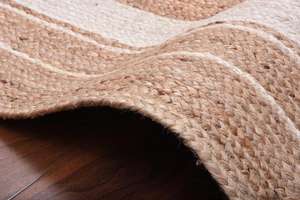 พรมประตูปอกระเจาธรรมชาติหนา10มม. พรมปูข้างเตียงถักลายทรงกลมพรมพื้นที่รับประทานอาหารราคาโรงงาน - Product Image 2