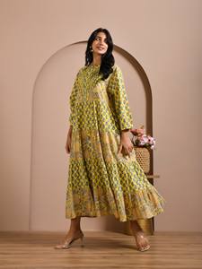 Jaipur <b>Block</b> <b>Print</b> Cotton Dress Custom Label Tiered Style Dress Custom Label Women Apparel Supplier India OEM Production - Product Image 3