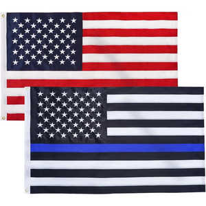 Paquete Combinado de Bandera Americana y Línea Azul Delgada, 3x5 Pies, Estrellas Bordadas, Banderas Estadounidenses para Exteriores, Resistentes para Uso en Exteriores - Product Image 2