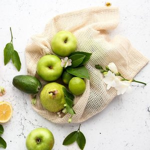 Listo para enviar Envío rápido 100% Totes de malla de algodón Bolsos de compras reutilizables de moda para dama Produce & Fruit Packaging - Product Image 2