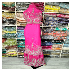 Precio al por mayor para las mujeres nigerianas último diseño africano de seda cruda George vestido para bodas a granel de la India - Product Image 1