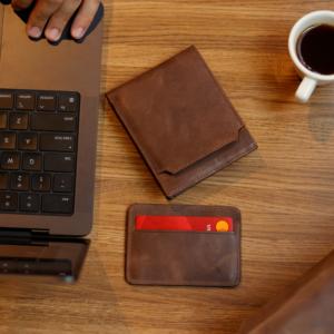 Fashionable Short Brown Leather <b>Card</b> <b>Holder</b> <b>Wallet</b> With Open Access - Product Image 2