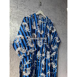 Kimono de algodón 100% con estampado de tigre Floral, bata India suave de alta calidad, decoración de botones, ropa de dormir cómoda para mujer para la playa - Product Image 2