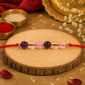 Ensemble de 2 bracelets en cristal d'améthyste naturelle, de quartz rose et de quartz clair - 7 chakras - Amour et paix - Product Image 2