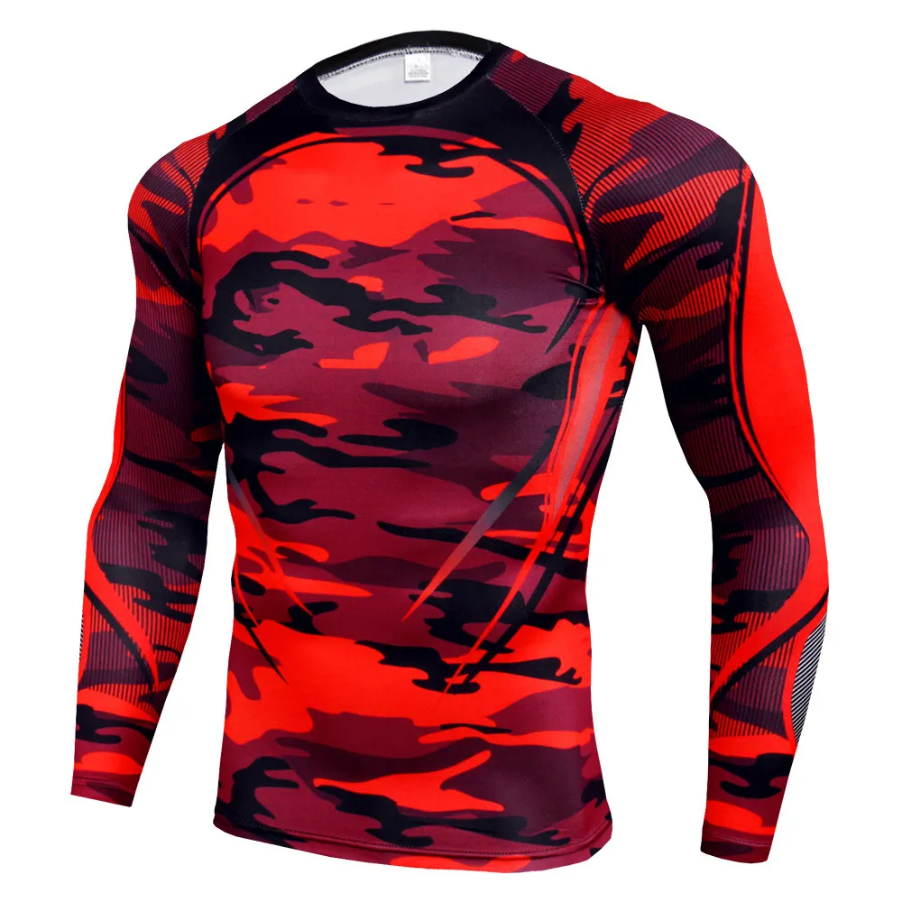 Heren Rash Guard Mannen Lange Mouw Heren Fitness Ademende Compressie Shirt Bjj Mma Rash Guard