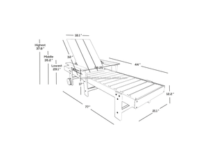 Chaise longue pliable en bois massif minimaliste moderne, couleur noire, roues, mobilier d'extérieur, utilisation au bord de la piscine, hôtel, villa, ARDENA ASL-057 - Product Image 6