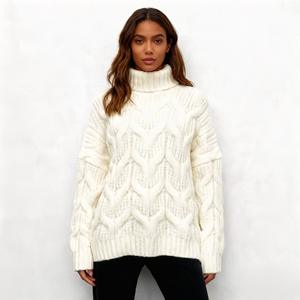 Basic V-neck Winter Women's Knitted Pullover <b>Cardigan</b> 100% Cotton Breathable Loose Fit <b>Plus</b> <b>Size</b> Front Logo - Product Image 4