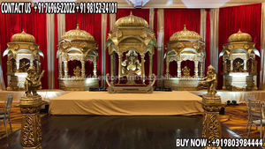 Gold Theme Wedding <b>Engagement</b> Stage <b>Decoration</b> Western Wedding Reception Stage Set Bollywood Wedding Reception Stage Decor - Product Image 6