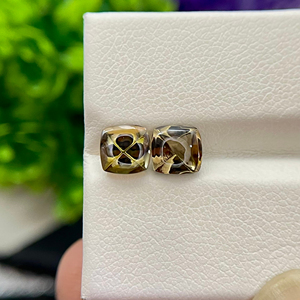 Paire de pierres précieuses tanzanite et zoisite jaunes naturelles Loupe en forme de coussin pour la fabrication de bijoux en vrac - Product Image 1