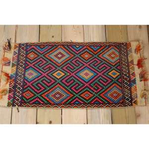 Alfombra Vintage de 1.3x2.8 pies, Alfombra Turca Azul Sólida de Lana - Product Image 2