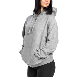 Unisex Plain Pullover <b>Hoodie</b> Heather Grey Gray Drawstring Hood Kangaroo Pocket Basic Casual Streetwear Outerwear - Product Image 5