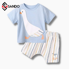 Conjunto de ropa de algodón 100 liso con logotipo personalizado para bebé, conjunto de ropa con etiqueta personalizada, venta al por mayor - Product Image 3