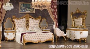 French Design <b>King</b> <b>Size</b> Luxurious <b>Double</b> <b>Bed</b> Baroque Style Teak Wood Bedroom Furniture Luxury Antique Bedroom Furniture Set Fiji - Product Image 3
