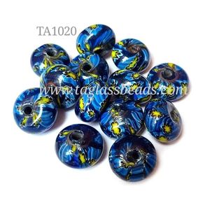 Vintage indien Millefiori verre perles de commerce en vrac 4mm 10mm rond en vrac petit africain noir bleu blanc clair fabrication de bijoux - Product Image 4