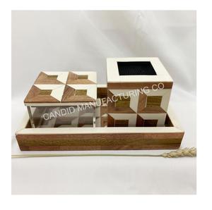 Juego de Mubkhar de Nácar de Alta Calidad, Material Orgánico, Bandeja con Incrustaciones, Quemador de Incienso, Soporte para Bakhoor, Artesanía Natural Árabe - Product Image 1