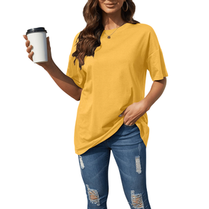 Camiseta de algodón y poliéster de gran tamaño personalizada para mujer, camiseta lisa transpirable de tela cómoda holgada - Product Image 4