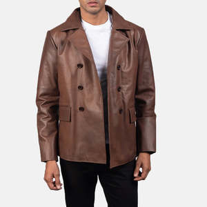 Abrigo de Invierno Estilo Marinero de Cuero Marrón Mr. Bailey, Cierre de Cremallera, Impermeable, con Forro de Piel, Casual y Formal, con Estampado - Product Image 4