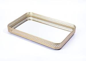 Bandeja de espejo de tocador, bandeja de joyería decorativa para baño, dormitorio, sala de estar, hogar y Hotel, bandeja de cena hecha por Metal Overseas - Product Image 5